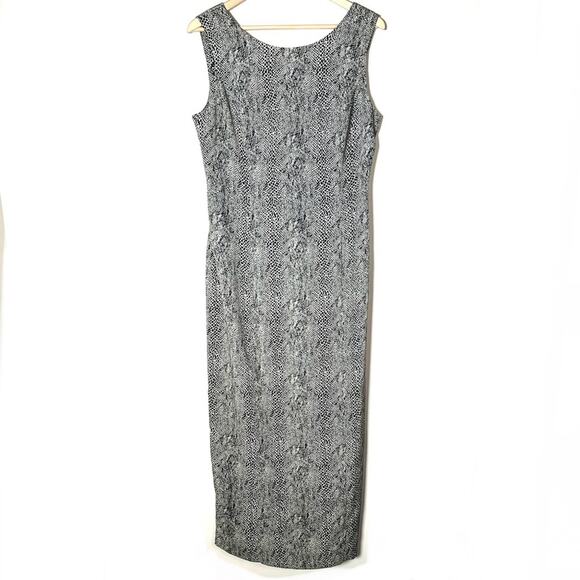 Maggie London black and tan snake print sleeveless maxi dress size 14 B53 - Picture 1 of 4